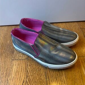 Girls Steve Madden Silver Iridescent and Pink Slip-On Shoes